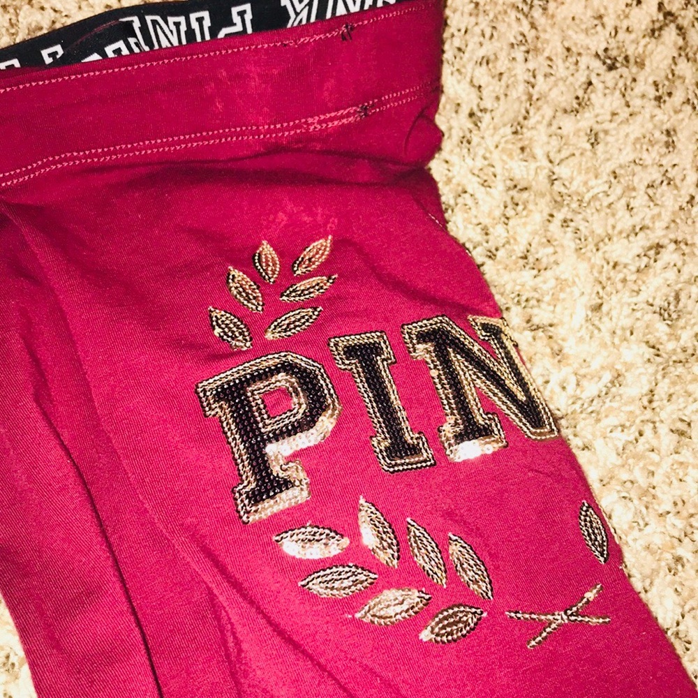 Pink Victoria secret leggings. Worn once. - Picture 3 of 4